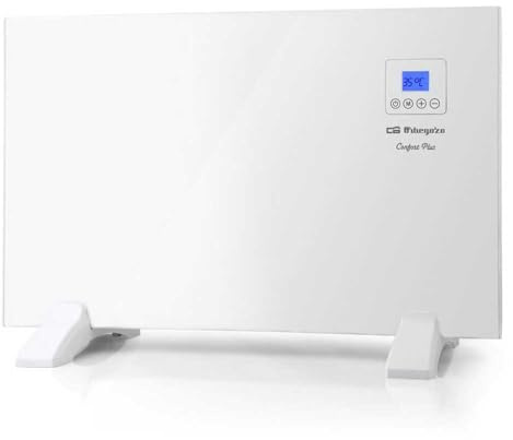 Orbegozo REH 1000 Panneau chauffant rayonnant, télécommande, écran LCD, contrôle tactile, thermostat numérique, programmable 24/7, 1000 W