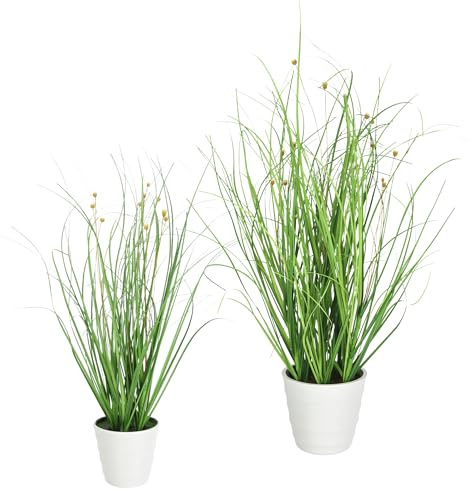 Konstgjord gräsbuske i kruka, med blommor, risgräs-bunt, konstgjord växt, dekorativt gräs, konstgräs, konstgjorda växter, prydnadsgräs, gräs, gräsbuske, dekoration, gräs, påskdekoration,