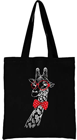 Printed Canvas reusable grocery bags, Foldable Casual Travel HandBag, Shoulder Beach Tote Bags, Shopper bag eco friendly super strong washable Storage bags Shopping bag Canvas bag for Women (Giraffe)
