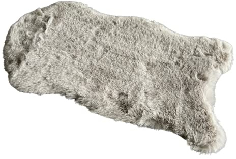 Dekofell 50 x 25 cm Kaninchen Felloptik Kunstfell Tischläufer Dekoband Fellimitat für Dekoration Möbelauflage (Hellgrau)