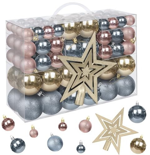 Gaoyong Weihnachtskugeln (101 Stücke), Baumschmuck, Kunststoffkugeln Schmuck Weihnachtsbäumen, Mini-Weihnachtskugeln Grau