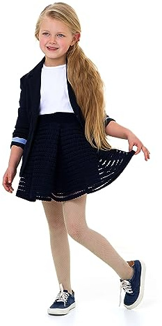 LORES Collant A Rete Per Bambini Ragazze Colori Solidi Elegante Casual Confortevole Balletto Cosplay Costume di Halloween Danza Collant Scuola di Pizzo, Natural 7/8 anni (122-128 cm)