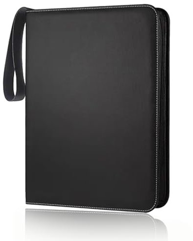 Domigard Trading Cards Album - 900 Side Loading Pocket with Sleeves, Trading Cards Holder Waterproof with PU Leather Zipper, Card Binder Album Folder Card Collection Book 50 Pages,18 Pockets