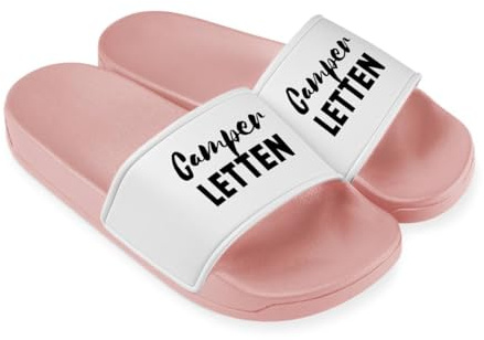 Camper Letten Badelatschen für Herren & Damen - Lustige Hausschuhe, Schlappen - Badeschuhe, Badeschlappen lustig Camping Geschenk (Rosa, EU Schuhgrößensystem, Erwachsene, Numerisch, M, 39)