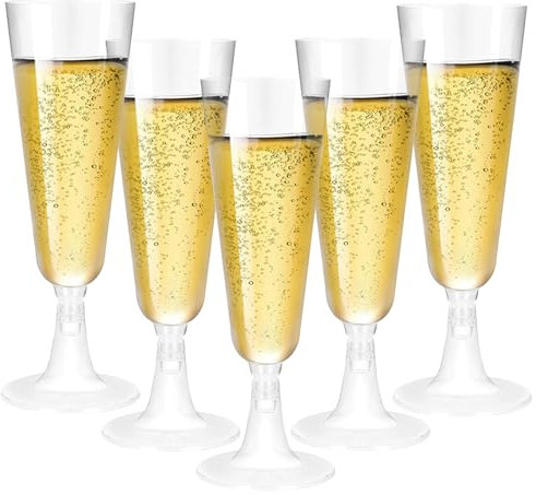 Luckwaii 60 Stück Sektgläser Transparent Sektgläser Mehrweg Stielgläser 150ml Sektkelch Sektflöten langlebig Cocktailgläser Dessertbecher für Hochzeiten Party Dinners