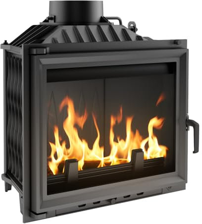 KRATKI ANTEK Camino a legna in ghisa 10kW Ø 150 - stufa a legna Classe energetica A - ECODESIGN, Efficienza termica 76% - Gamma di potenza 4,5-13kW - cestino della cenere & regolazione dell’aria