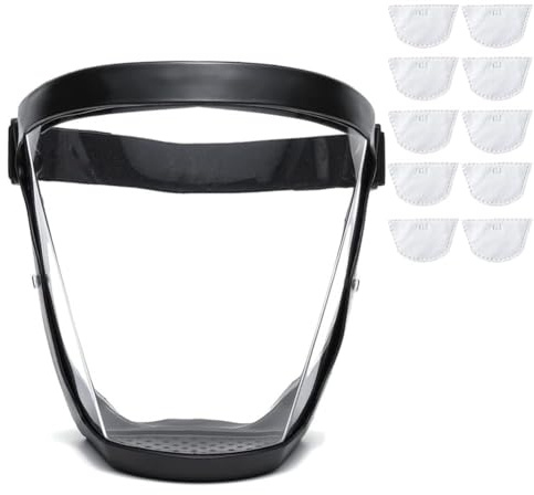 BFhongly Vsier - Protector facial de plástico completo para unisex y adultos, reutilizable, antivaho, visera transparente con correa ajustable
