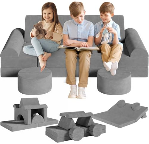 Spielsofa Kindersofa mit 15PCS Modul,Modulare Kinderspielcouch,Kindersofa aus Schaumstoff Bausteine,Spielsofa für Kinder & Kindersessel,Kuschelecke im Kinderzimmer,zum Spielen,Kreativsein,Schlafen