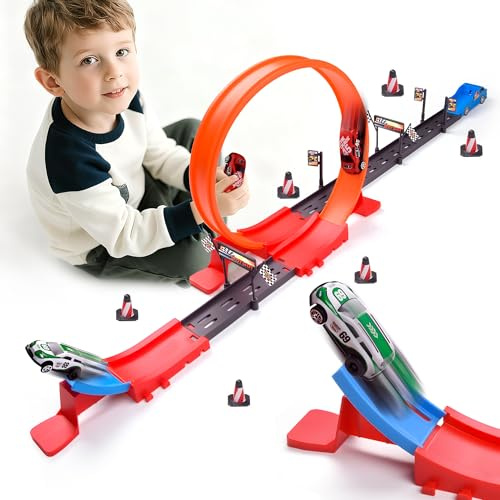 Havnidy Toy Car Track Set with 360° Loop & High-Speed Race Cars – Toy Cars for 3-12 Year Olds – Slot Car Race Tracks Car Toys – Birthday for Boys and Girls