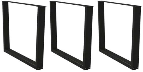 QUAHEAS Lot de 3 pieds de table à manger en forme de V - Noir - 100 x (72-73,3) cm - En acier revêtu par pulvérisation - Niveaux réglables pour plateaux de table - Design moderne
