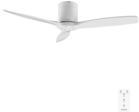 Cecotec Ventilador de Techo con Mando a Distancia de 52 EnergySilence Aero 5400 Classic White&White. Motor DC 40W, 3 Aspas, 6 Velocidades, Temporizador hasta 8h, Modo Winter/Summer