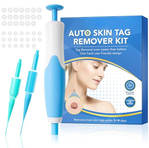 VELAJA Kit Eliminador de Verrugas y Fibromas, Bolígrafo con 2 Boquillas y Gomas, Seguro y Fácil para Cuello, Cara y Cuerpo, Incluye Toallitas de Limpieza