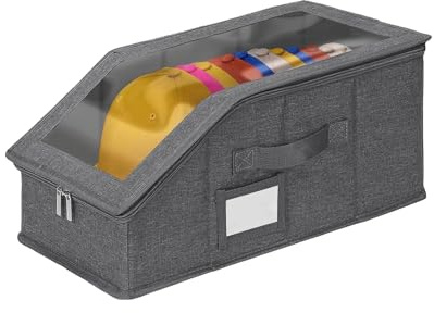 Contenitore per cappelli da baseball (set da 2 pezzi) – Custodia antipolvere di grande capacità, organizer trasparente per armadio, impilabile in tessuto, per casa e dormitorio, strumento di