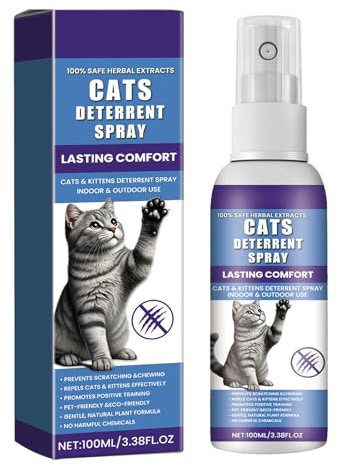 KOAHDE Spray Antiarañazos Gatos,100ML Spray Repelente Gatos para en Interiores y Exteriores,Sprays Ahuyentador de Gatos Que Rascan Interiores y Exteriores,Protege Muebles
