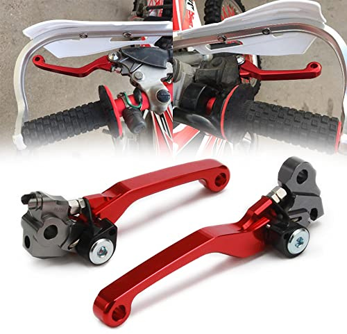 JFG RACING Maneta Freno Maneta Embrague Moto Billet Pivot Plegable Embrague Palanca del Freno para CRF250R CRF450R 07-18 Dirt Bike-Red
