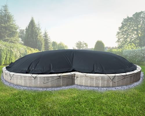 ANKO PLANEN Cubierta de Piscina Hinchable con Forma de Ocho para el Invierno – de Lona de PVC 680 g/m² (1360 g/m²) – Cubierta de Invierno Resistente (Antracita RAL7016, 6,50m x 4,20m)