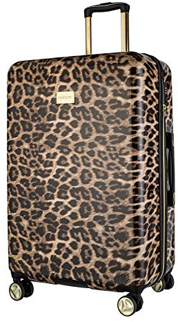 Puccini Koffer Reisekoffer Hartschalen Trolly Beverly Hills (Leopard Beige 6, Groß) Farbe und Designe Leopardenhaut Glätzend mit Schutzfolie Drauf