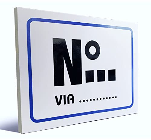 Targa numero civico personalizzata da esterno – Resistente alle intemperie – In laminato plastico spessore 5 mm – Disponibile in vari colori e cornici