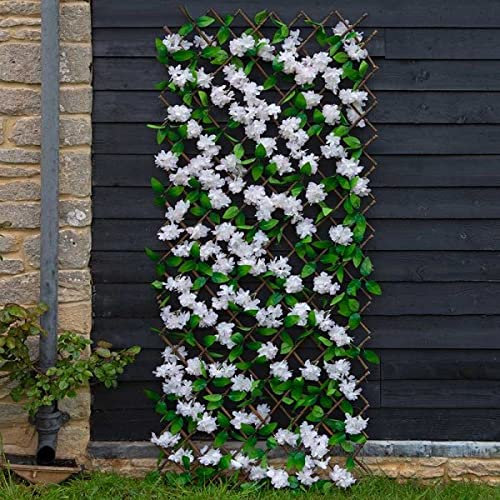 Garden Mile Treillis de fleurs de cerisier, feuilles et fleurs artificielles, panneau de treillis pour le printemps et l'été, plantes grimpantes de jardin, panneaux de fleurs artificielles 180 x 60 cm