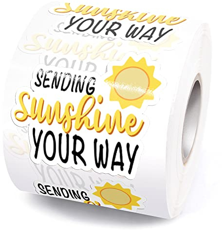 WUZYOU Sending Sunshine Your Way Stickers,Small Business Order Gift Happy Mail Packaging Online Retailers Mailbox Envelopes Shipping Supplies Stickers, 500 PCS