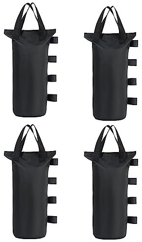 TESSLOVE Gewichtssäcke in Industriequalität, Sandsäcke, Beingewichte für Pop-Up-Zelt, Terrassenschirm, Outdoor-Möbel (nur Taschen, Sand Nicht enthalten). (4PCS-D20*50cm, Schwarz)