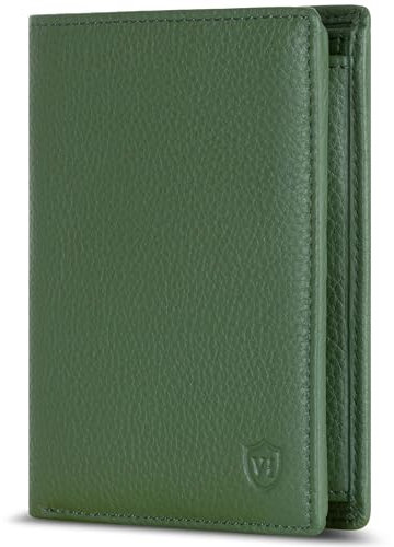 VON HEESEN Leder Geldbörse RFID Schutz I Echtleder Geldbeutel für Damen & Herren I Portemonnaie Brieftasche Wallet Portmonee (Grün)