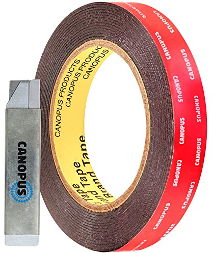 CANOPUS Professionell 5952 dubbelsidig tejp extra stark 19 mm x 3 meter tjock 1,1 mm vattentät hög temperaturbeständighet, kraftfullt monteringslim, inomhus, utomhus, bilar
