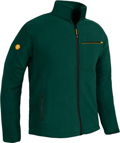 ACE Giacca in pile - giacca calda da uomo per l'outdoor - giacca da uomo senza cappuccio - zip e tre tasche - Verde - XXL