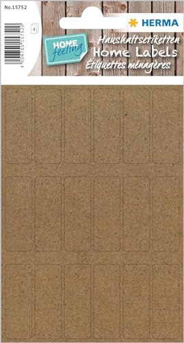 HERMA 15752 - Etichette multiuso, 4 fogli, 12 x 34 mm, 18 pezzi per foglio, 72 adesivi, autoadesive, per la casa, per scrivere, opache, in carta di silfia, colore: marrone naturale