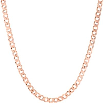 JoyasMinerales Collar Cadena Acero Inoxidable para Hombre o Mujer - Plata, Oro, Negro o Oro Rosa - 3mm/5mm/7mm Ancho - 45-60cm Largo - Con Caja de Joyería (Oro Rosa 7mm, 60)