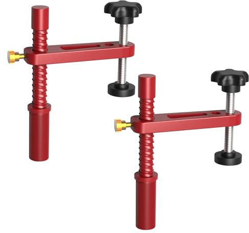 2 Pack Bench Dog Clamp, 19mm/20mm Dog Hole Clamp, Adjustable MFT Bench Clamps Aluminum Fast Hold Down Clamps, Workbench Clamp Bench Dog for Woodworking (20mm)