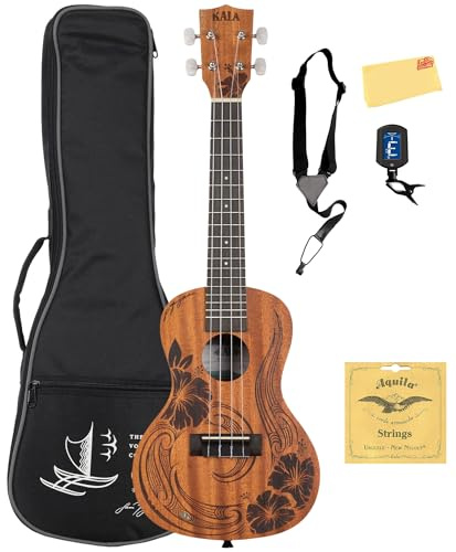Kala Unity Mahogany Concert Ukulele Bundle with Gig Bag, Tuner, Strap, Strings, and Austin Bazaar Polishing Cloth