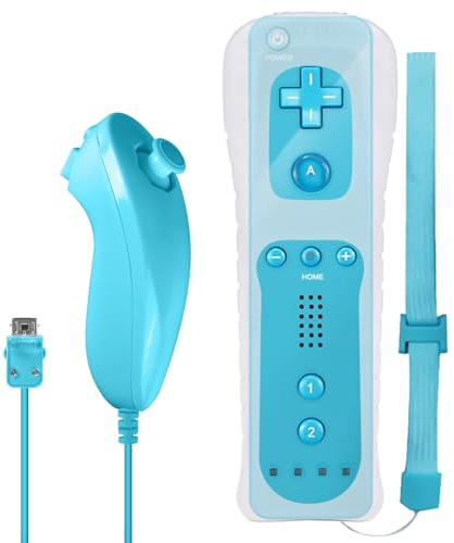 Leikurvo Wii Controller Remote mit Nunchuck, WIIFernbedienung Gamecontroller, Nunchuk Controller für WiiVernbedinung Remote Plus Ersatz Kontroller Jostick Game Handle für WiiU Konsole (Blau)