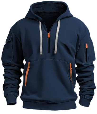 MEDUOLA Sweat à Capuche Homme Pull Homme Zippé Manches Longues Couleur Unie Sweatshirt épais Poche Kangourou Sweat pour Hiver et Automne