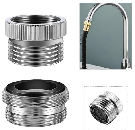 Adaptador de grifo de metal, adaptador de grifo, juego de adaptadores para grifo para conectar una manguera de jardín, (2 x 2,7 cm, 1,2 x 2,4 cm), adaptador de rosca de grifo para cocina, baño, lavabo