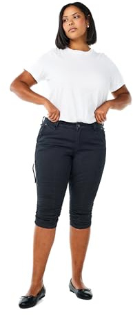 Zizzi Dam stora storlekar, caprijeans, smal passform, fickor, storlek 42–60, svart, 48 plus size