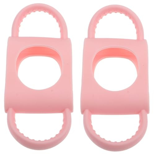 SUPVOX 2pcs Silicone Baby Bottle Handles Lightweight Anti-Slip Grip for Baby Feeding Universal Fit for Milk Bottles Pink Color