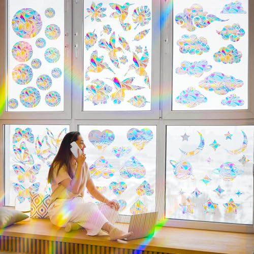 Srup Suncatcher Sticker, Prism Window Sticker, Rainbow Window Film, Rainbow Effect, PVC Window Sticker, Bird Protection, Bird Protection Sticker for Window, Window Sticker