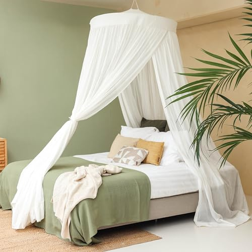 UB-STORE Baldaquin en Coton 100 % pour Lit Queen & King Size | Moustiquaire de Luxe Faite à la Main pour Chambre | Voilage Décoratif en Forme Conique avec 2 Ouvertures pour la Maison