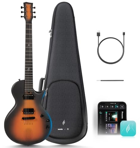 Enya Elgitarr Jack Signature Sonic JT Smart – elkolfibergitarr med 15 W trådlös högtalare, allt-i-ett bärbar rigg för gatumusiker och hemmastudior.