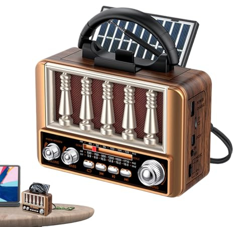 Bärbar radio, AM/FM TF-kort stöd högtalare utomhusutrustning | bärbar utomhusradio | för hemmakontor skrivbord trädgård skrivbord sängbord vandring äventyr överlevnad vuxna