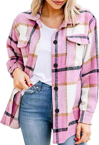 Dam rutig flanell shacket jacka långärmad skjorta höst mode rock