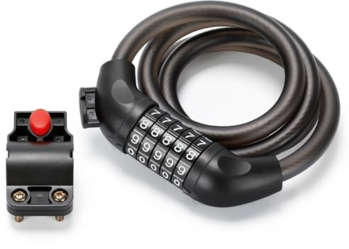 Lucchetto a cavo per bici con combinazione, codice a 5 cifre, cavo in acciaio da 12 mm, lunghezza 120 cm con rivestimento PVC Antifurto Alta Sicurezza per Bicicletta, E-Scooter e Moto