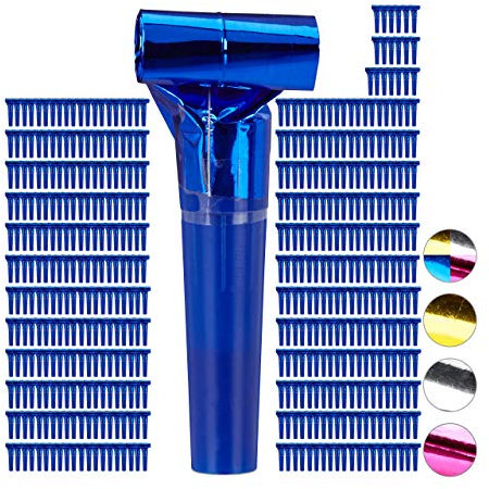 Relaxdays 500 x Partytröten, Luftrüssel Kinder, Tröten Kindergeburtstag, Party Pack Krachmacher, Blasrüssel, blau