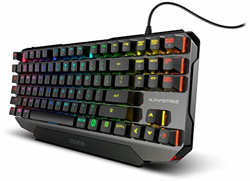 Ozone Gaming, Teclado GamingAlpha Strike, OZALPHASTRIKESP, Teclado Mecanico, Switches Outemu Red, Iluminacion LED RGB, Silencioso, Numerico, Layout Español