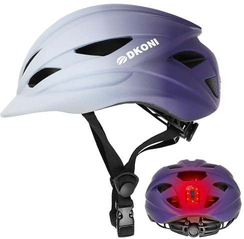 DKONI Fahrradhelm mit Licht für Erwachsene – LED-Fahrradhelm mit USB-aufladbarem Rücklicht, geeignet für Damen & Herren, ideal für Pendler, Radfahren & E-Scooter