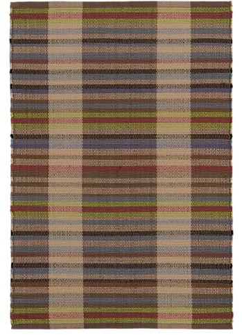 Dash & Albert Swedish Rag Handwoven Indoor/Outdoor Rug, 5 X 8 Feet, Blue Plaid Pattern