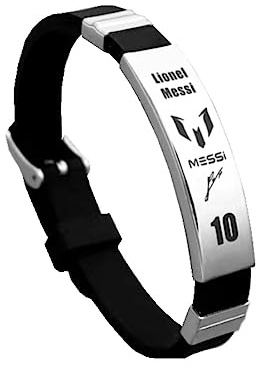 Ticome Messi10 - Braccialetto in silicone e acciaio inox, con stella del calcio, personalizzabile, idea regalo commemorativa