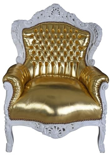 Palazzo Cat588b60 - Poltrona imbottita XXL, colore: Bianco oro