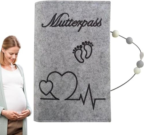 Mutterpasshülle aus Filz, Schwangerschafts-Organizer, Filz Tagebuch Tasche für Schwangere Frauen - Filz Cover für Dokumente, Münzen, Reisepass, Ultraschallbilder